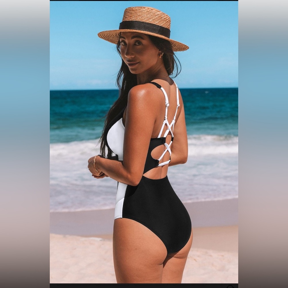 NWT Cupshe Asymmetrical Colorblock Tummy
Control One-Piece - Picture 2 of 6